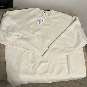 NWT UNIQLO Smooth Cotton Relaxed Crew Neck Sweater in 01 Off White